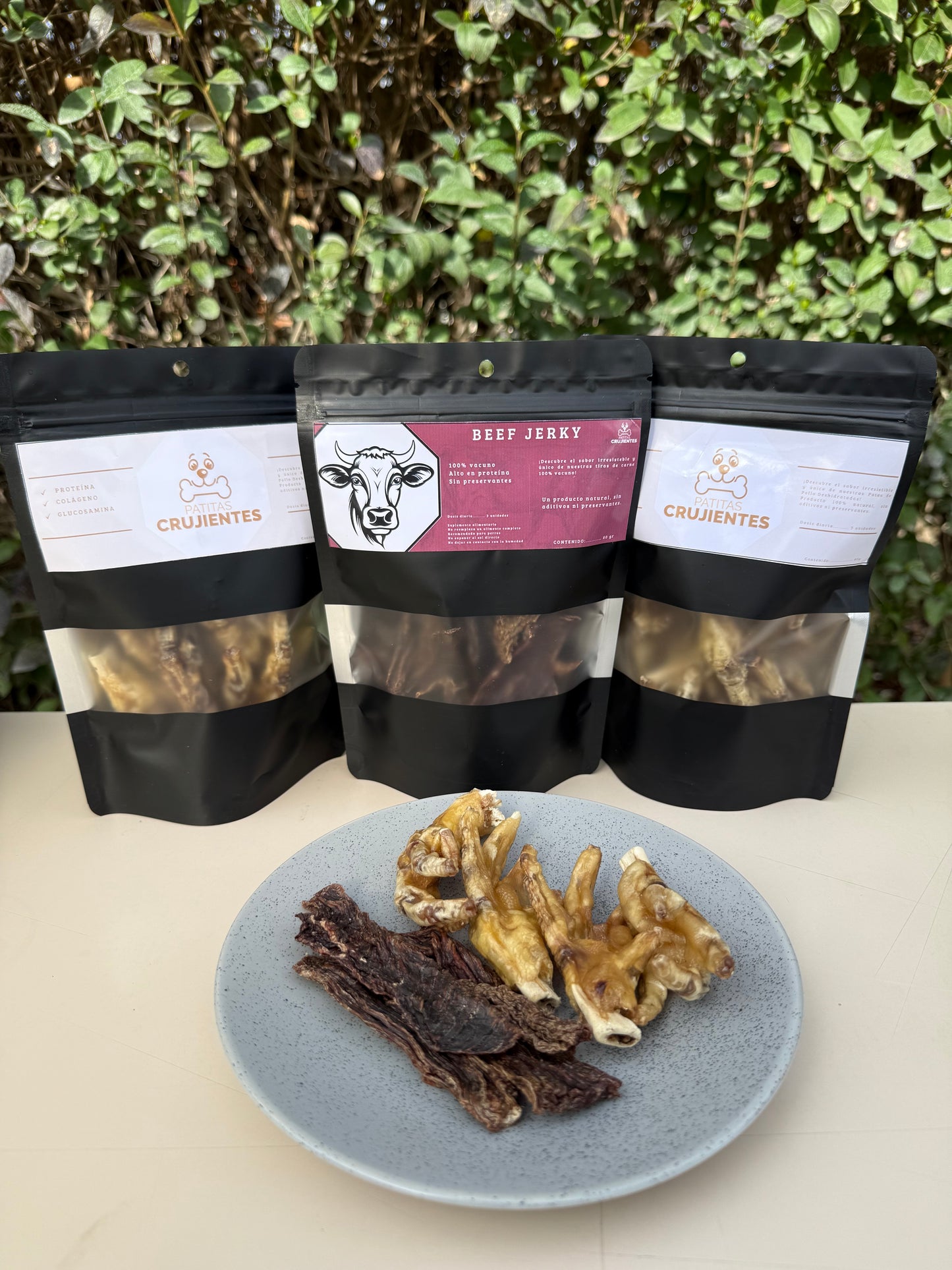 Pack "Atenea" - 2 patas de pollo + 1 jerky de vacuno