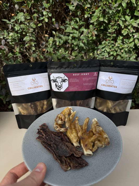 Pack "Atenea" - 2 patas de pollo + 1 jerky de vacuno