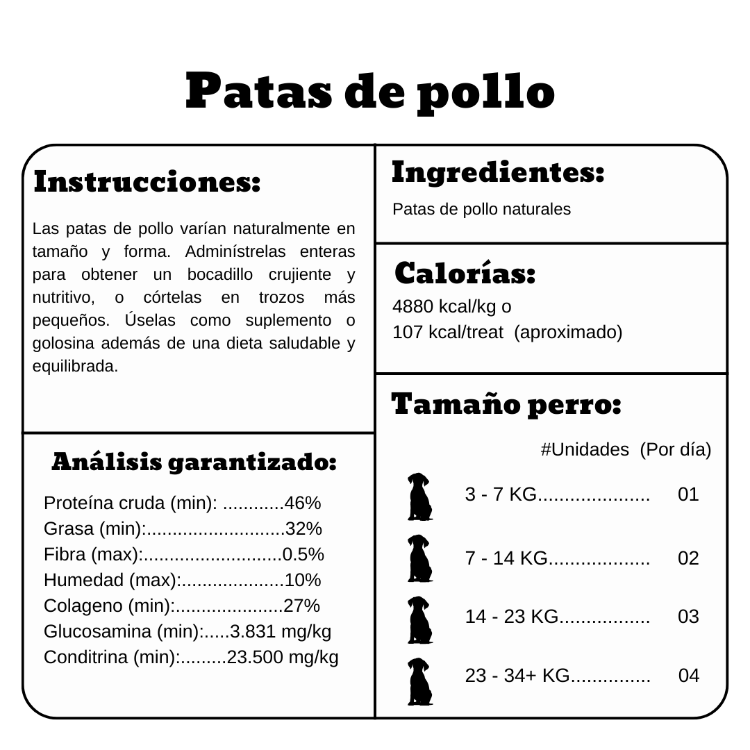 CYBER Patas de pollo deshidratadas para perros - Ricas en colágeno