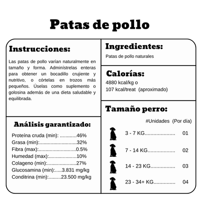 CYBER Patas de pollo deshidratadas para perros - Ricas en colágeno